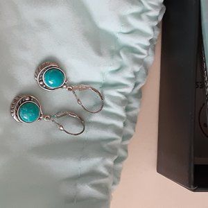 Sterling Gemstone Leaf Lever-Back Earrings